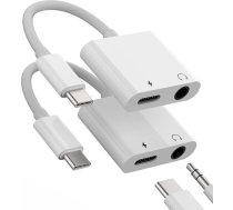 USB-C auf 3,5 mm Kopfhörer-Audio-Dongle-Adapter (2 Stück) 2-in-1 DAC Typ C AUX Klinken-Splitter Ladekabel Zubehör kompatibel für Samsung Galaxy S22 S22 S21 S20 FE Ultra CD-AU