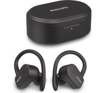 Philips Audio In-Ear Bluetooth sporta austiņas bezvadu austiņas (mono režīms, mikrofons, 6 mm neodīma draiveris, IPX7 ūdensizturība, ātrā uzlāde, noņemams ausu āķis), melnas, viens izmērs, TAA5205BK/00