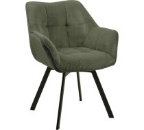 CLP Jordi Cord Ergonomic Dining Room Chair, Rotatable with Armrests, Upholstered Chair, 4 Foot Metal Frame, up to 150 kg, with Floor Protectors, Colour: Green