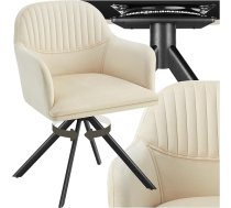 tectake Swivel Dining Chair, Armrest Chair, Swivel Ergonomic Chair, Velvet Chairs for Dining Room, Furniture for Living Room, Study, Dining Table, Dressing Table - Cream/Black