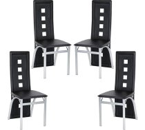 Baiyun Dining Room Chairs, Set of 4, Modern PU Leather Seat with Soft Cushion, Ergonomic Back with Steel Legs, Nordic Style Dining Room Chairs, Extra High (4, Black)