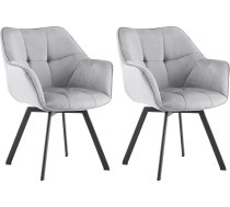 CLP Jordi Set of 2 Velvet Dining Room Chairs, Swivel Armchairs for Living and Dining Areas, Ergonomic Design, Maximum Load 150 kg, Colour: Dark Grey