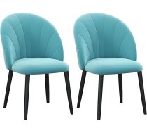 HOMCOM Set of 2 Upholstered Dining Room Chairs with Nordic and Ergonomic Design, Light Green Metal and Velvet Kitchen and Living Room Chairs, 52 x 54 x 79 cm