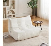 DRIXNO Bean Bag, Lazy Floor Sofa, Floor Lounge Chair, Double Sofa Floor Chair, Armless Accent Chair with Backrest, Ergonomic Design, Meditation Chair for Living Room, Bedroom, Gaming, Beige