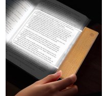 Maxspace grāmatu lasīšanas lampa, 3 gaismas krāsas, dimmējama LED grāmatu lampa ar koka pamatni un pret skrāpējumiem izturīgu rūdīta stikla paneli, uzlādējama grāmatu lasīšanas lampa nakts lasījumiem gultā (koks)