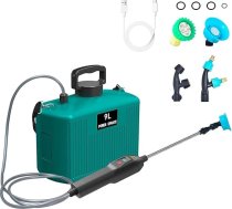 9L akumulatora spiediena smidzinātājs, spēcīgāks elektriskais augu smidzinātājs ar 4 regulējamām sprauslām, 2 smidzināšanas ātrumiem, USB uzlādējamu rokturi un teleskopisku stieni, 2400 mAh akumulators dārza smidzinātājam, nezāļu smidz