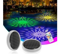 MATEPROX Solar Pool Lighting peldošs IP68 ūdensizturīgs LED dīķa apgaismojums ar tālvadības pulti, zemūdens apgaismojums baseinam, virpuļvannai, dārza strūklakai un dekorēšanai, 2 gab. iepakojums