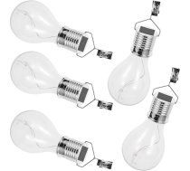 ULTECHNOVO 5 Stück pack Hängende Solarlampen mit Clip und Induktionsfunktion Silberfarbene Solarlampe für Außenbereich aus Abs Undpc Klassische Bulbförmige Solarleuchten für Terrasse