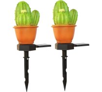 HOMSFOU Solar Gartenlampen aus Grünem Silikon in Kaktusform 2 Stück Solarbetriebene Dekorative Bodeneinbaulampen für Außenbereiche Wie Garten Wege und Partys