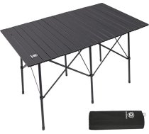 EVER ADVANCED saliekamais kempinga galds 116 x 70 cm 4-6 personām Saliekamais galds 80 kg kravnesībai Alumīnija galda virsma saliekamais galds ar somu kempingam piknikam dārzā Balkons melns