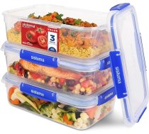 Sistema Klip It Plus pārtikas uzglabāšanas trauku komplekts, 2,2 litri, hermētiski, hermētiski un hermētiski uzglabāšanas trauki ar vāku, piemēroti ledusskapim/ saldētavai, no BPA nesaturošas plastmasas, 3 gab. iepakojumā