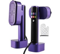 Tvaika tvaika gludeklis, 1300 W ceļojuma gludeklis, 190 ml ūdens tvertne, 2-in-1 tvaika gludeklis, 15 s ātra sildīšana, 5 tvaika režīmi, 1 sausais gludeklis, LED displejs, pārnēsājams tvaika gludeklis drēbēm, violeta krāsa