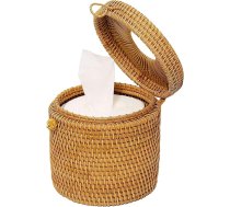Rattan Tissue Box Tualetes papīra kaste ar vāku Vannas istaba Dzīvojamā istaba Biroja mēbeles