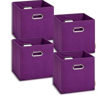 Storanda 4 glabāšanas kastu komplekts 28 x 28 x 28 cm Platas rokturi abās pusēs Stabila un salokāma plauktu kaste kubu plauktam Blackberry