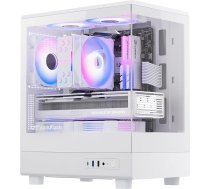 darkFlash Micro ATX PC korpuss, ar 3 PWM ARGB ventilatoriem, datora korpuss, pilnā skata dubultā rūdīta stikla MATX Gaming PC korpuss, C tipa, atbalsta līdz 240 mm AIO (DB330M) (Balts)