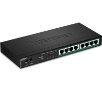 TRENDnet, TPE-TG83, 8 portu gigabitu PoE+ komutators, 65 W PoE jaudas budžets, 16 Gbps komutācijas jauda, IEEE 802.1p QoS, DSCP Pass-Through atbalsts, bez ventilatora, montējams pie sienas