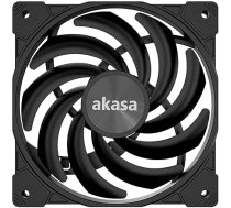 Akasa Alucia XS12, 120 mm PWM korpusa ventilators, augstas veiktspējas dzesēšanas ventilators, 4 kontakti, 120 x 15 mm izmērs, plāns, ar zemu trokšņu līmeni, līdz 2000 apgriezieniem minūtē un 41,59 CFM, melns, AK-FN122-BK