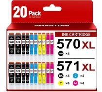570 571 Printera kasetnes saderīgas ar Canon PGI-570 XL CLI-571 XL 20 eksemplāru komplekts Pixma TS5050 MG5750 TS5055 TS5051 MG6850 TS5053 MG5753 MG5751 TS8050 MG7750 MG7750 MG6853 MG6852 MG5700