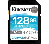 Kingston SDG3/128GB SD atmiņas karte (128GB SDXC Canvas Go Plus 170R C10 UHS-I U3 V30)