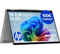 HP OmniBook X Flip 2-in-1 nākamās paaudzes mākslīgā intelekta klēpjdators, AMD Ryzen AI 7 350 (8C), specializēts NPU mākslīgajam intelektam, 50NPU Tops, Copilot+ PC, 16 collu 3K 2880 x 1800 OLED skārienjūtīgais ekrāns, 16 GB, 1 TB SSD, Win11,