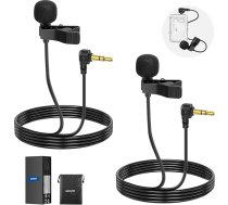 NEEWER Mini Lavalier mikrofons, 2 gab., 2 m, 2 m stiprināms vadu kondensatora mikrofons ar 3,5 mm TRS savienojumu, saderīgs ar DJI Mic 2 DJI Mic Rode Wireless Go II CM28 CM31 kameru, LM5
