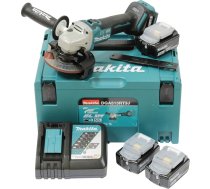 Makita DGA513RT3J Akumulatora leņķa slīpmašīna 18 V ar ātro lādētāju DC18RC, 3x akumulatori 5,0 Ah, Makpac izmērs 3
