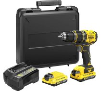 STANLEY FATMAX 18V V20 bezass āmuru urbjmašīnas komplekts, bezvada urbjmašīna, LED darba gaisma, 15 griezes momenta iestatījumi, ar x1 litija jonu 2Ah akumulatoru, x1 ES lādētāju un x1 koferi, SFMCD721D2K-QW