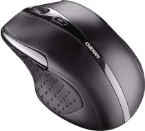CHERRY MW 3000 bezvadu ergonomiska pele labās rokas lietotājiem, 2,4 GHz radio, 6 pogas, optiskais sensors, gumijoti sāni, darbināma ar akumulatoru, melnā krāsā