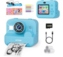 Instant Camera bērniem ar Selfie, bērnu kamera 1080P HD Instant Print of Photos, dzimšanas dienas dāvana, Ziemassvētku dāvanu rotaļlieta no 3 4 5 6 6 8 7 9 10 gadu meitenēm zēni (zila)