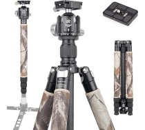 INNOREL RT75CM oglekļa šķiedras statīvs 172 cm 2-in-1 statīvs monopods Profesionāls lieljaudas kameru statīvs Maksimālā slodze 20 kg Maksimālā caurule 29 mm ar centrālo kolonnu N44 lodveida galvas statīva soma (RT75 cm + N44)