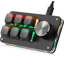 Koolertron Mini programmējama tastatūra, 6 taustiņu mini tastatūra ar rotējošo pogu, pilnībā regulējama makro tastatūra ar RGB apgaismojumu, 6 līmeņu regulēšana, spēļu tastatūra spēlēm, birojam
