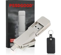 128 GB USB-C zibatmiņas, ātrs 550MB/s 2-in-1 ārējais SSD cietais disks, C tipa + A USB 3.2 Gen2 SSD ārējais cietais disks, atmiņas karte iPhone 15/16/17/Android tālrunim/Tablet/Windows/Mac ierīcēm