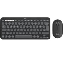 Logitech Pebble 2 Combo priekš Mac, bezvadu tastatūra un pele, plāna, klusa un mobila, pielāgojama, Bluetooth pele un tastatūra, viegli pārslēdzama macOS, iPadOS, vācu QWERTZ izkārtojums, grafīts