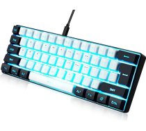 abucow 60% mehāniskā tastatūra ar zilu fona apgaismojumu, 72 taustiņi, spēļu tastatūra, gaiši zili/balti taustiņu vāciņi - sarkani slēdži augstākās kvalitātes uzgaļiem un spēļu pieredzei (gaiši zila/balta)