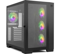 NOX XTREME PRODUCTS NXHUMMERASTRABK Hummer Astra-Micro Mid-Tower, ATX, priekšējais un sānu rūdītais stikls, EASYLINK LED ARGB, 10 ventilatori, liela grafika, USB 3.0, melns