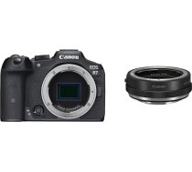 Canon EOS R7 kameras bezspoguДјa kamera un bajoneta adapteris EF-EOS R ar objektД«va vadД«bas gredzenu EOS R sistД“mas kamerДЃm, kas saderД«gs ar EF un EF-S objektД«viem melns