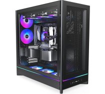 MONTECH HS01 PRO, ATX Mid-Tower PC korpuss, spēļu datoriem, augsta gaisa plūsma, divpusējs izkārtojums, sieta priekšējā plāksne, 5X ARGB PWM ventilatori, iebūvēti, iebūvēts dizains, paneļi bez instrumentu izmantošanas, melns