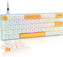 SOLIDEE 60% mehāniskā spēļu tastatūra, karsti maināma tastatūra ar sarkanu slēdzi, RGB fona apgaismojums, 61 taustiņš, XDA taustiņu vāciņi, kompakta NKRO tastatūra, C tipa kabelis Win/PC/Mac (Honey Milk)