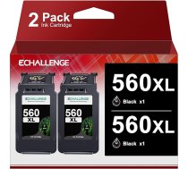 ECHALLENGE PG-560 XL PG-560XL daudzpaku tintes kasetne Canon 560 kasetnēm Pixma TS5350 TS5351 TS5352 TS5353 TS7450 TS7451 printeru kasetnēm (melna, 2 gab.)
