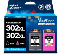 Valuetoner 302 XL daudzpaku drukas kasetnes HP 302 Drukas kasetnes HP Envy 4525 4520 4522 4522 4523 4524 Officejet 3830 3831 3833 Deskjet 3630 3636 3638 1110 (2 iepakojumi, 302XL 302 XL)