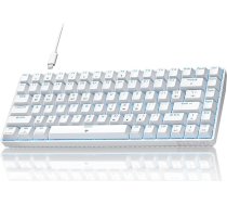 TMKB T84SE spēļu tastatūra, QWERTY ASV izkārtojums, 84 taustiņi, mehāniskā tastatūra ar zilu LED, N-Key Rollover Blue Switch tastatūra PC Windows/Mac OS, balta