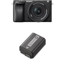 Sony Alpha 6400 APS-C bezspoguļa kamera ar Sony 16-50 mm jaudas tālummaiņas objektīvu, ātra 0,02 sekundes automātiskā fokusēšana ar acu noteikšanu cilvēkiem un dzīvniekiem, 4K filmu ierakstīšana un displejs videoreportāžām + NP-FW50