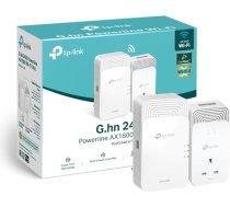 TP-Link Wireless G.hn2400 Powerline AX1800 Wi-Fi 6 komplekts, Range Extender/Wi-Fi Booster/Hotspot, papildu barošanas ligzda, 1+2Gigabit Ethernet pieslēgvietas, ideāli piemērots 8K HD un spēlēm, Plug and Play (PGW2440 KIT)