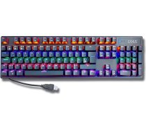 Eaxus® mehāniskā spēļu tastatūra - LED spēļu tastatūra ar makro taustiņiem un ziliem slēdžiem, USB 1000 Hz aptaujas frekvence, QWERTZ, melna