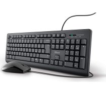 Trust Taro USB tastatūra un pele, vadu, itāļu QWERTY izkārtojums, PC/Laptop/Notebook Mac/Windows, 1,8 m kabelis, tastatūra izturīga pret šķidrumu, ergonomiska, melna