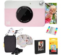 Kodak Printomatic instantkameras (rozā) dāvanu komplekts + Zink papīrs (20 lapas) + luksusa futrālis + 7 jautri uzlīmju komplekti + marķieri ar diviem uzgaļiem + fotoalbums + piekaramie rāmīši + ērta kakla siksna