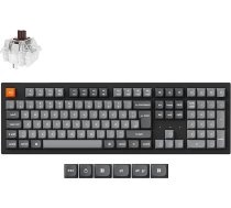 Keychron K10 Max bezvadu mehāniskā tastatūra, DE-ISO izkārtojums QMK 2,4 GHz Bluetooth, pilna izmēra, balta, ar apgaismojumu, saderīga ar Mac Windows Linux, super brūni slēdži