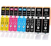 Yowell 10x PGI-580 CLI-581 printeru kasetnes priekš Canon 580XL 581XL Multipack priekš Canon TS6350 priekš PIXMA TR7550 TR8500 TR8550 TS705 TS705a TS6250 TS6300 TS6350a