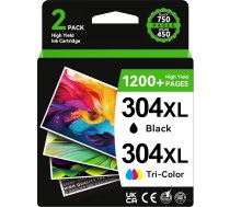 304 XL Druckerpatronen Multipack, saderīgs ar HP 304 Druckerpatronen Original, 304 XL Schwarz/Farbig (750/450+ Seiten) für Envy 5000 5010 5020 5030 5032 DeskJet 3720 3730 3735 3750 2630 2620 2622