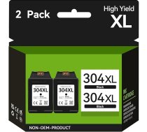 Drukas kasetnes 304, 304XL saderīgas ar HP 304 melnas, 304 melnas HP Envy 5030 5010 5020 5032 5000 DeskJet 2620 3750 3760 2630 3720 2622 3762 (2 gab.) )